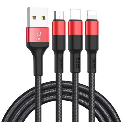 Дата кабель Hoco X26 Xpress 3in1 USB to Lightning/USB-C/Micro-USB 2 А (1.2 м)