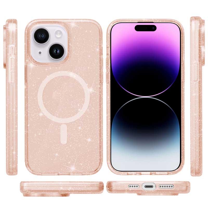 Чохол TPU Galaxy Sparkle Magnetic Fit для Apple iPhone 15 Plus (6.7″) Gold + Glitter