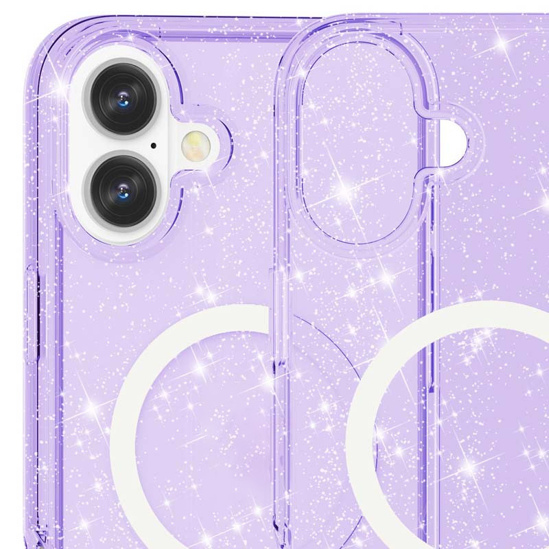 Чохол TPU Galaxy Sparkle Magnetic Fit для Apple iPhone 16 Plus (6.7″) Purple + Glitter