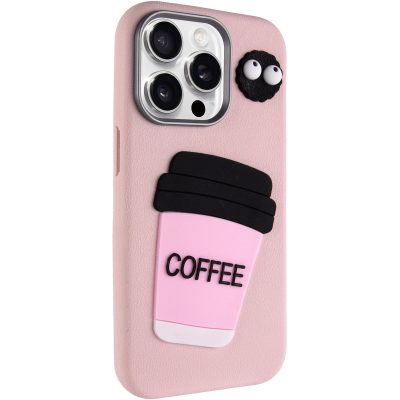 Чохол TPU Leather Toys для Apple iPhone 12 Pro / 12 (6.1") Coffee / Pink