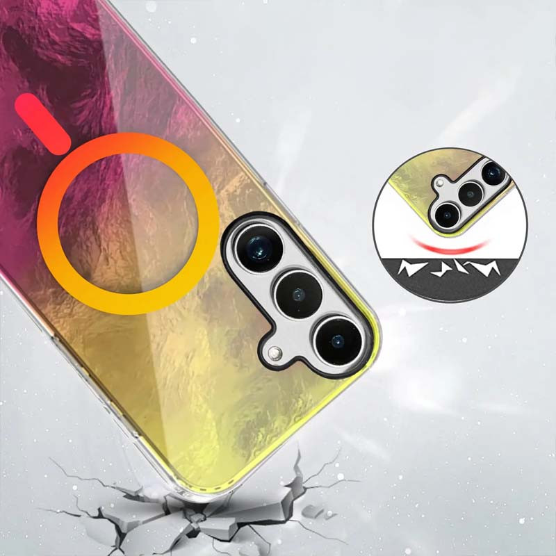 Чохол TPU Shiny Mountain Magnetic Fit для Samsung Galaxy S25 Yellow / Pink