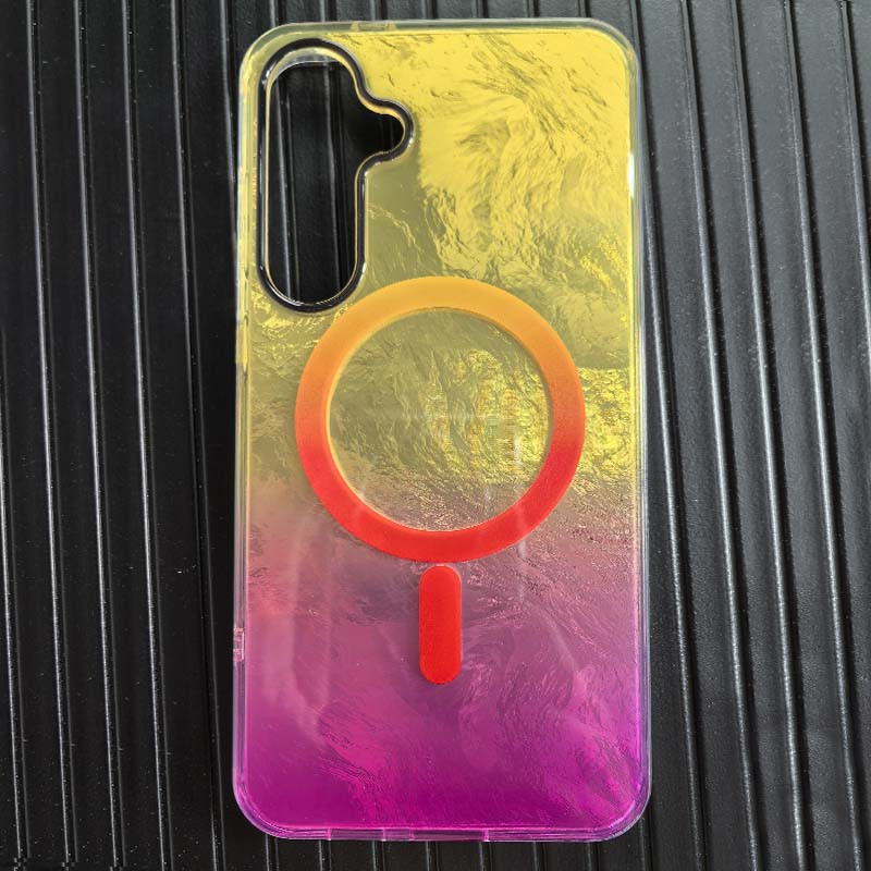 Чохол TPU Shiny Mountain Magnetic Fit для Samsung Galaxy S25 Yellow / Pink