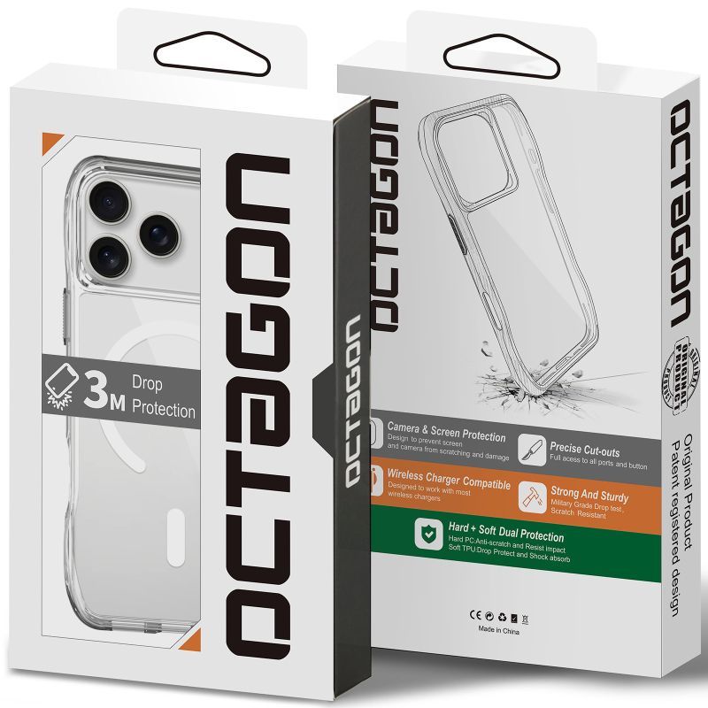 Чохол TPU Space Octagon with Magnetic Fit для Apple iPhone 17 Pro / 18 Pro (6.3") Clear