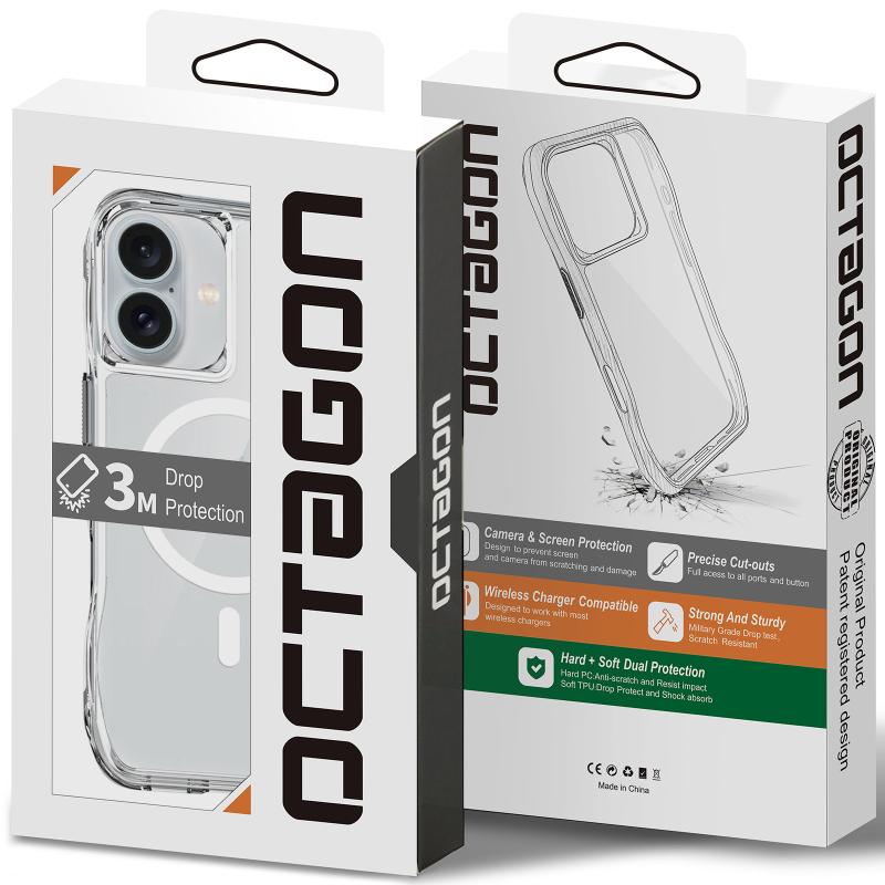 Чохол TPU Space Octagon with Magnetic Fit для Apple iPhone 16 (6.1") Clear