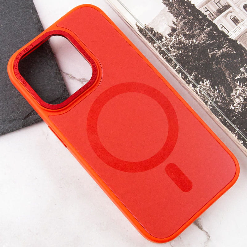 Чохол TPU + Glass Sapphire Midnight Open Camera with MagSafe для Apple iPhone 15 Pro (6.1″) Червоний / Red