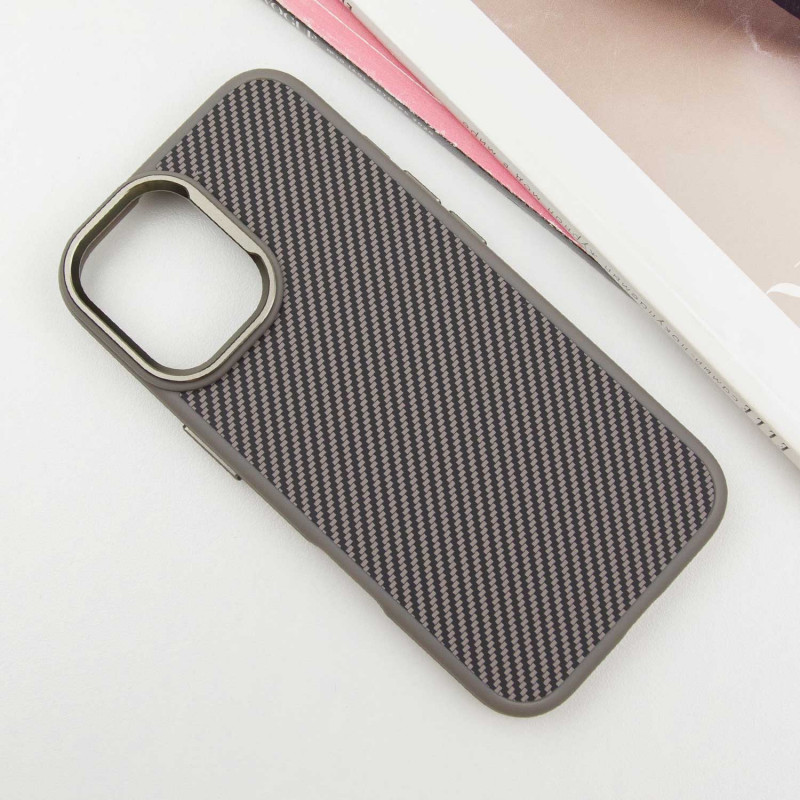Чохол TPU + PC Carbon with Magnetic Fit для Apple iPhone 16 (6.1″) Grey