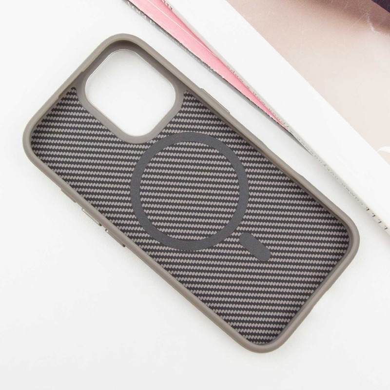 Чохол TPU + PC Carbon with Magnetic Fit для Apple iPhone 16 (6.1″) Grey