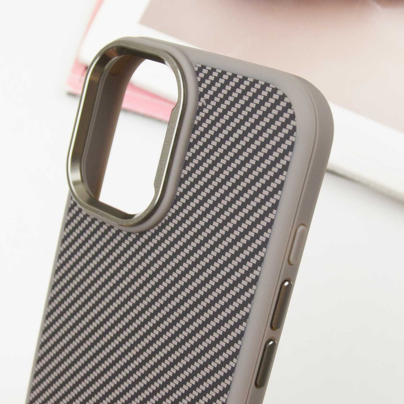 Чохол TPU + PC Carbon with Magnetic Fit для Apple iPhone 16 (6.1″) Grey