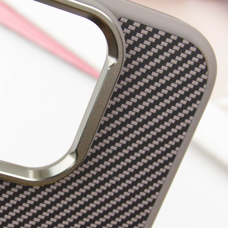 Чохол TPU + PC Carbon with Magnetic Fit для Apple iPhone 16 (6.1″) Grey