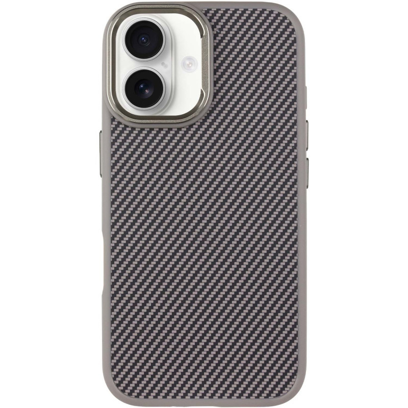 Чохол TPU + PC Carbon with Magnetic Fit для Apple iPhone 16 (6.1″) Grey