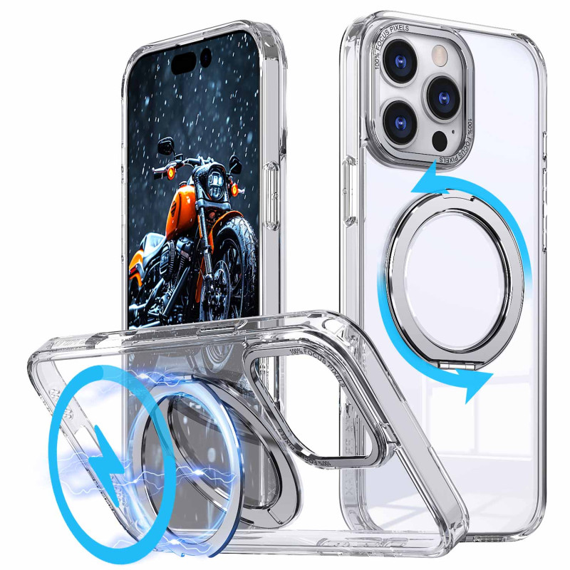 Чохол TPU + PC Empire with Magnetic Fit and Ring для Apple iPhone 16 (6.1″) Clear