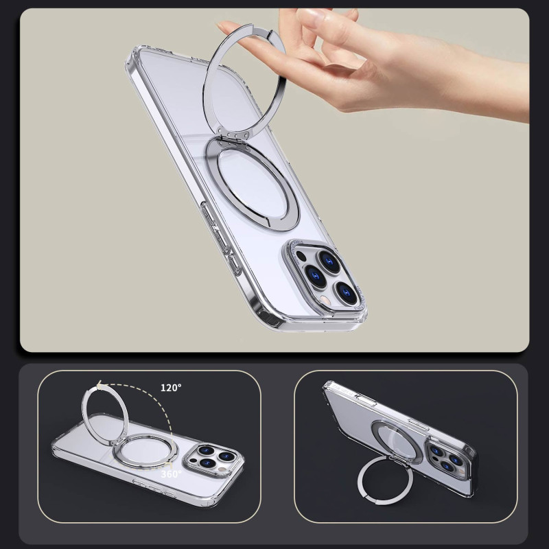 Чохол TPU + PC Empire with Magnetic Fit and Ring для Apple iPhone 16 (6.1″) Clear