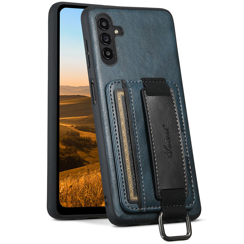 Шкіряний чохол Wallet case and straps для Samsung Galaxy A24 4G Синій / Blue