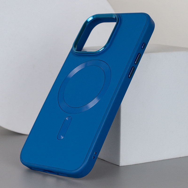 Шкіряний чохол Bonbon Leather Metal Style with Magnetic Fit для Apple iPhone 13 Pro Max (6.7") Синій / Indigo