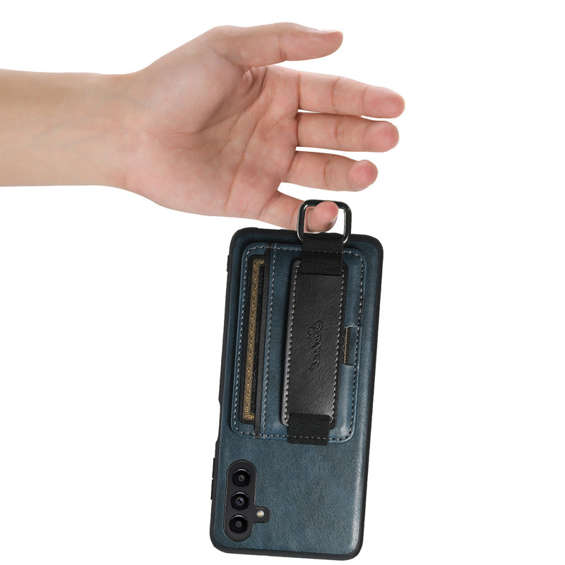 Шкіряний чохол Wallet case and straps для Samsung Galaxy A24 4G Синій / Blue