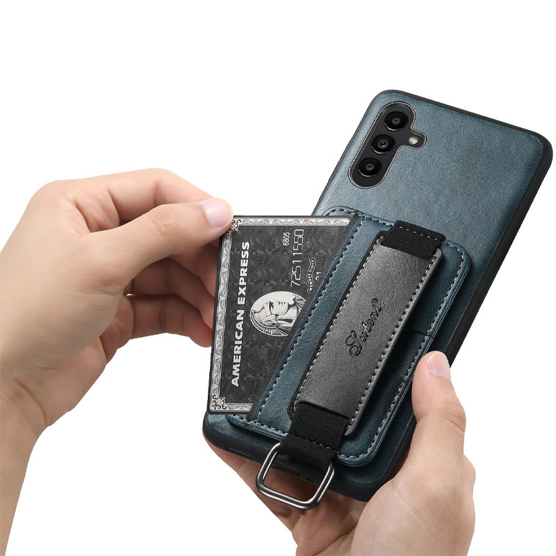 Шкіряний чохол Wallet case and straps для Samsung Galaxy A24 4G Синій / Blue