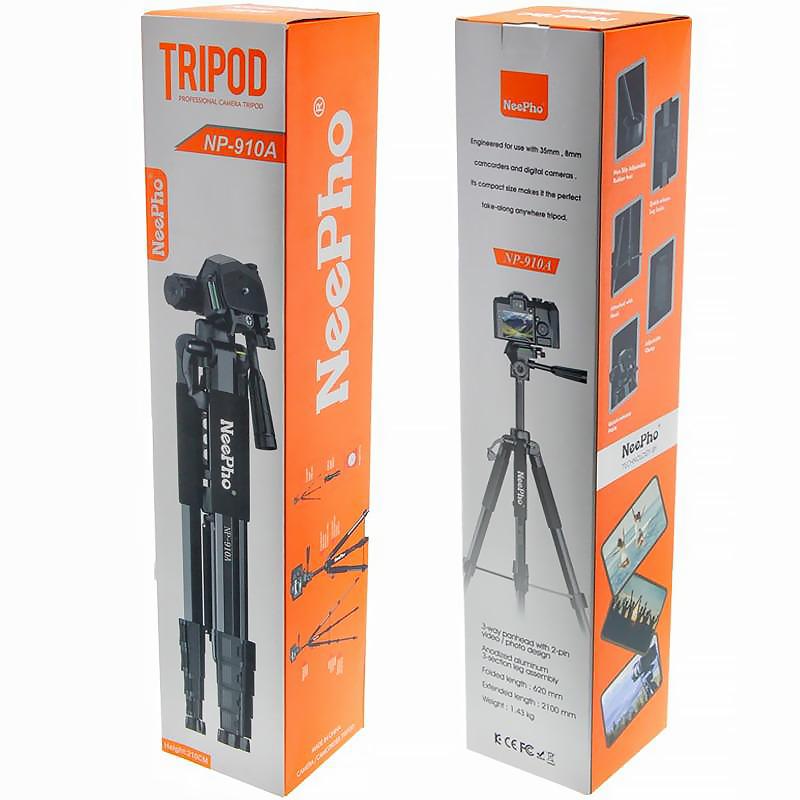 Штатив NeePho NP-910 А для зйомки 57-210см з розборним тримачем у чохлі Black