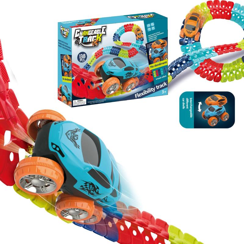 Інтерактивний трек з інерційною машинкою SHT 288 Changeable Trak (138pcs/1CAR) Colorful