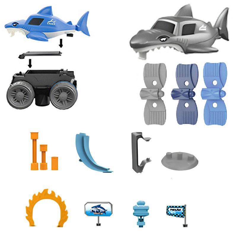 Інтерактивний трек з інерційною машинкою SHT 5510-9 Deluxe Edition Shark Trak (138pcs/1CAR) Blue