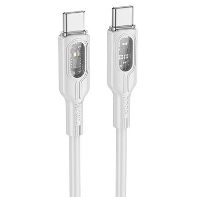 Дата кабель Hoco U120 Transparent explore intelligent power-off PD 60W USB-C → USB-C (1.2 м)