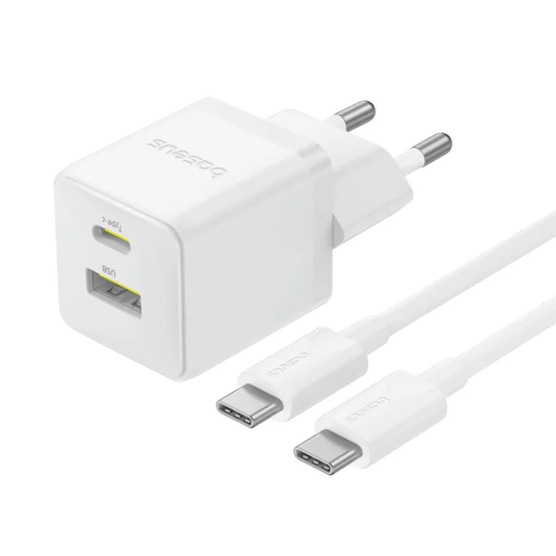 Мережевий зарядний пристрій Baseus Palm Fast Charger PD 30W + QC 3.0 (1×USB-A / 1×USB-C) + кабель USB-C → USB-C (P1011160A)