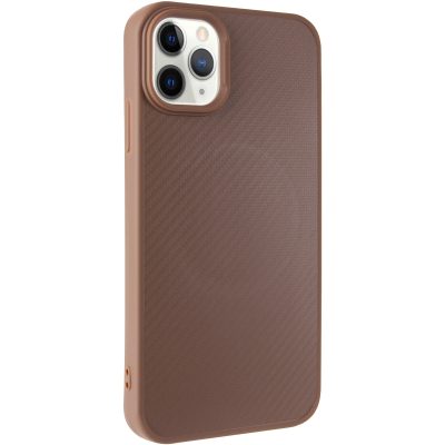 TPU чохол Carbon Protective with Magnetic Fit для Apple iPhone 12 Pro / 12 (6.1") Coffee