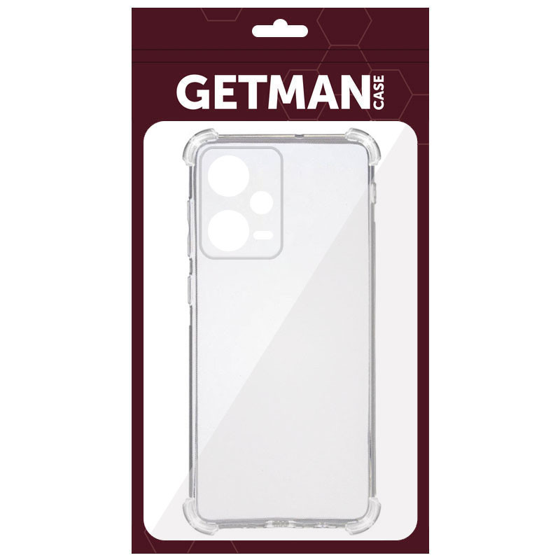TPU чохол GETMAN Ease logo посилені кути Full Camera для Xiaomi Redmi Note 12 Pro + 5G Безбарвний (прозорий)