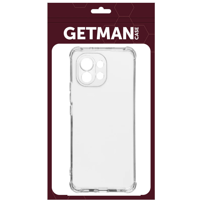 TPU чохол GETMAN Ease logo посилені кути Full Camera для Xiaomi Mi 11 Lite Безбарвний (прозорий)