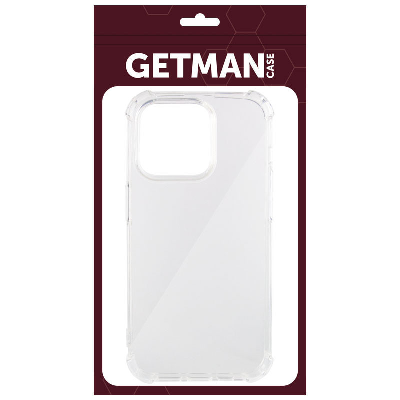 TPU чохол GETMAN Ease logo посилені кути для Apple iPhone 14 Pro (6.1") Безбарвний (прозорий)