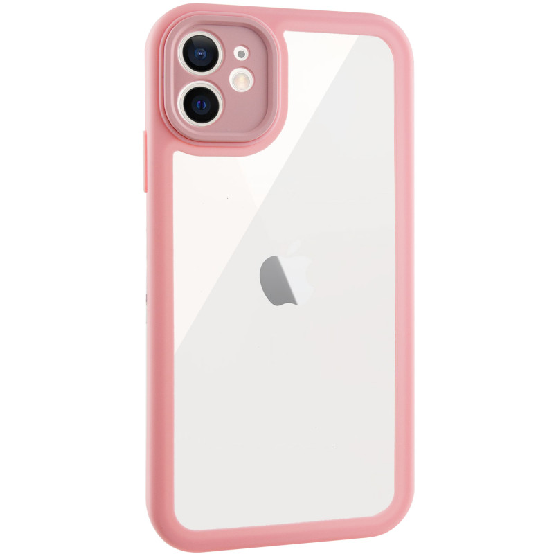TPU чохол Transparent + Colour 1,5mm для Apple iPhone 12 (6.1") Pink