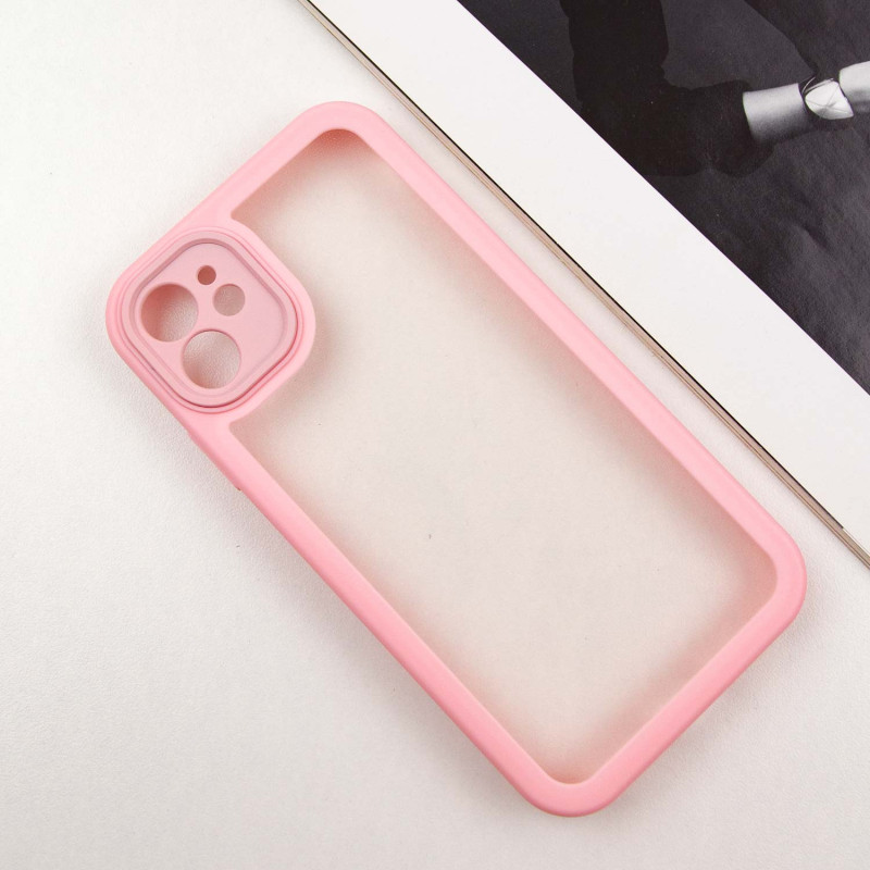 TPU чохол Transparent + Colour 1,5mm для Apple iPhone 12 (6.1") Pink