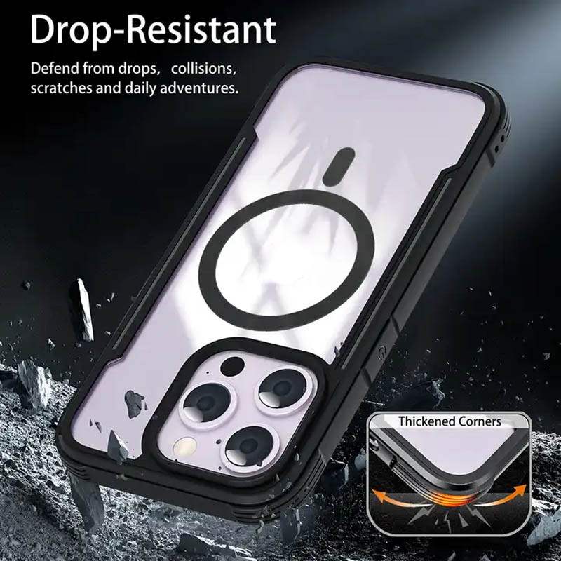 TPU + PC чохол Defense Clear with Magnetic Fit для Apple iPhone 15 Pro (6.1″) Чорний