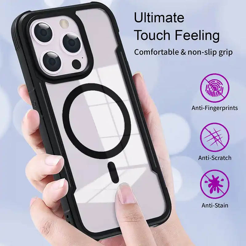 TPU + PC чохол Defense Clear with Magnetic Fit для Apple iPhone 15 Pro (6.1″) Чорний