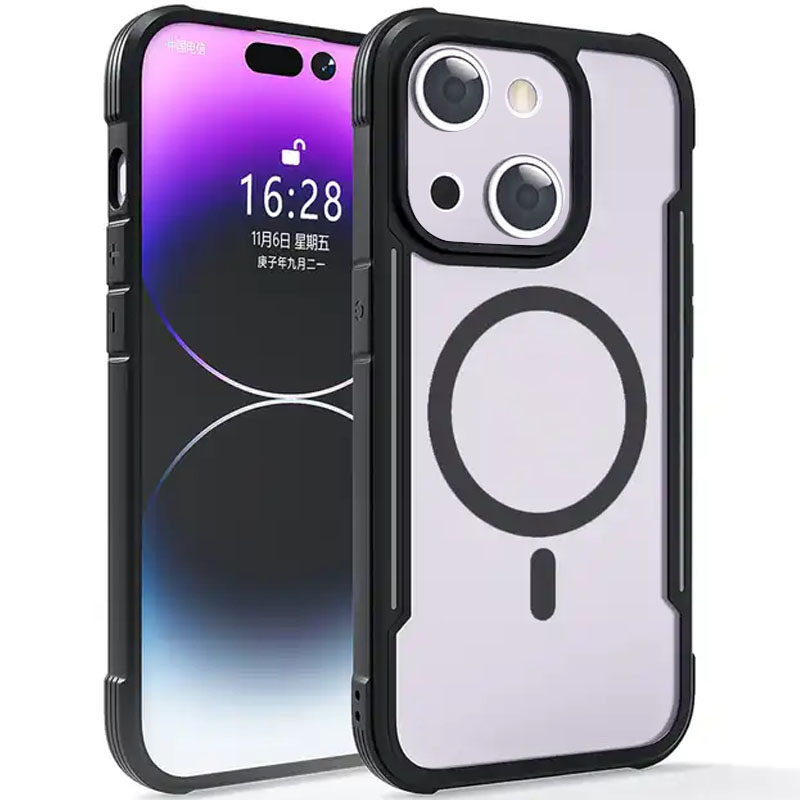 TPU + PC чохол Defense Clear with Magnetic Fit для Apple iPhone 15 (6.1″) Чорний
