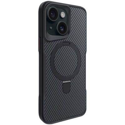 TPU+PC чохол Metal Buttons with Magnetic Fit Carbon Ring для Apple iPhone 14 / 13 (6.1") Чорний