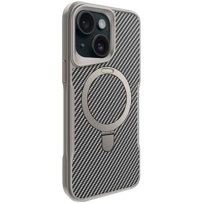 TPU + PC чохол Metal Buttons with Magnetic Fit Carbon Ring для Apple iPhone 15 (6.1″)