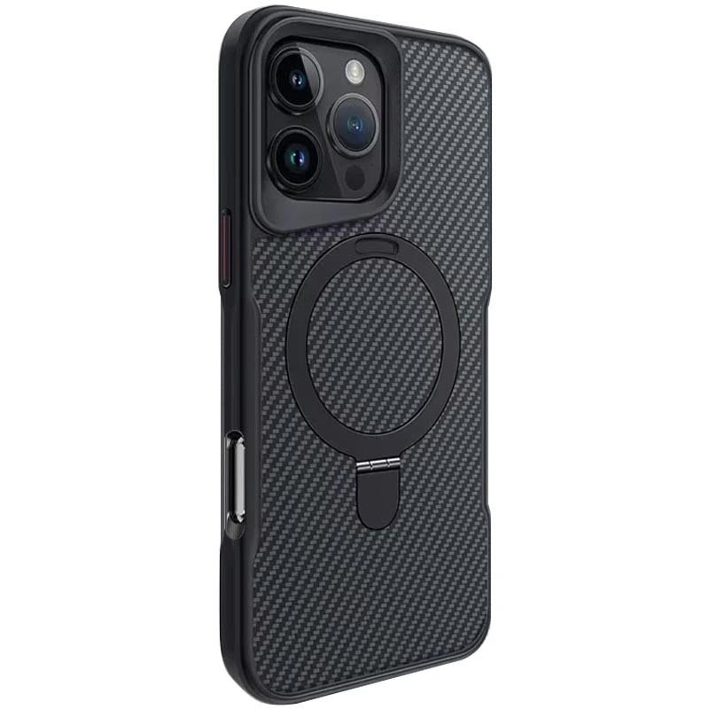 TPU + PC чохол Metal Buttons with Magnetic Fit Carbon Ring для Apple iPhone 16 Pro Max (6.9″)