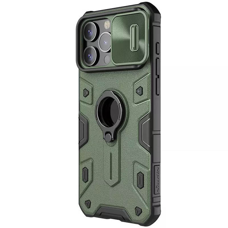 TPU + PC чохол Nillkin CamShield Armor (шторка на камеру) для Apple iPhone 15 Pro Max (6.7″) Зелений