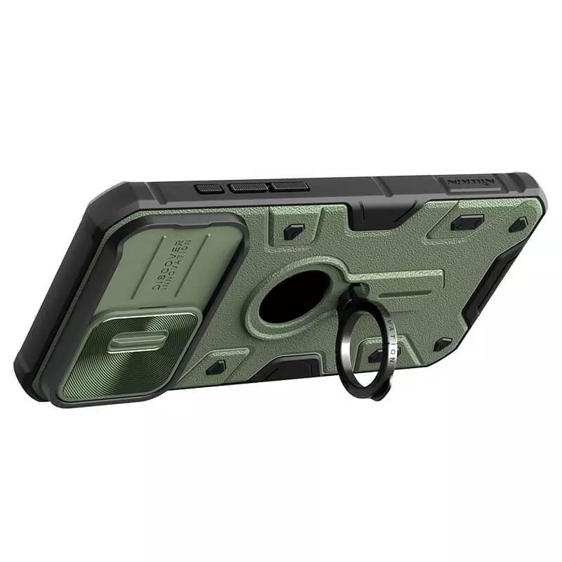TPU + PC чохол Nillkin CamShield Armor (шторка на камеру) для Apple iPhone 15 Pro Max (6.7″) Зелений