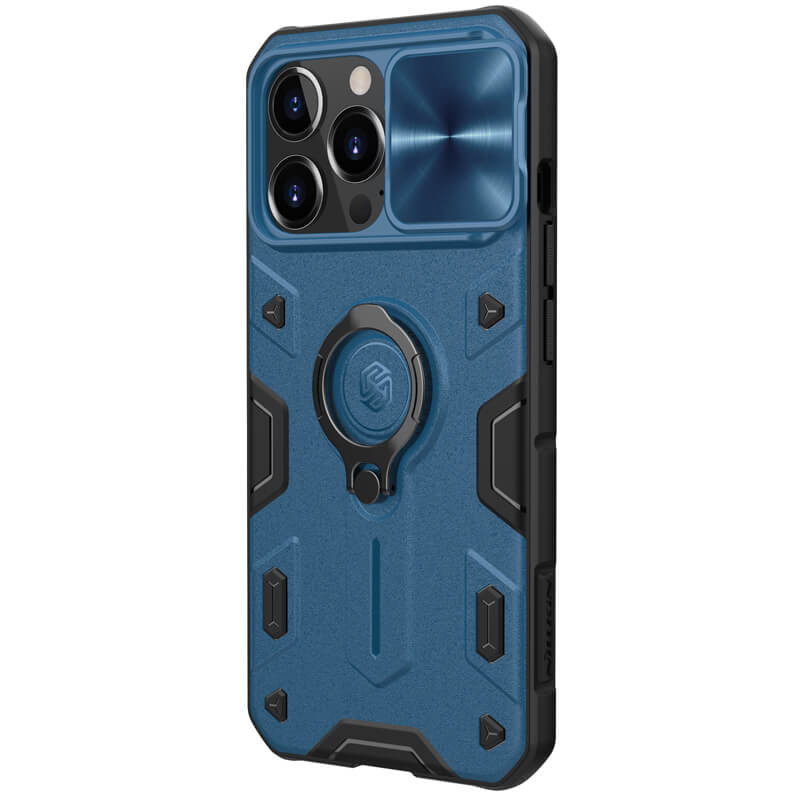 TPU + PC чохол Nillkin CamShield Armor no logo (шторка на камеру) для Apple iPhone 13 Pro Max (6.7″) Синій