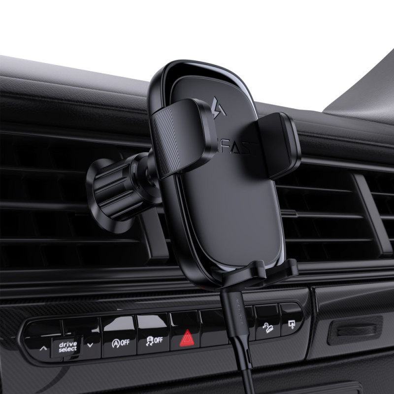 Автотримач з Бездротовий зарядний пристрій Acefast D48 Air Vent 15W (air outlet) Black