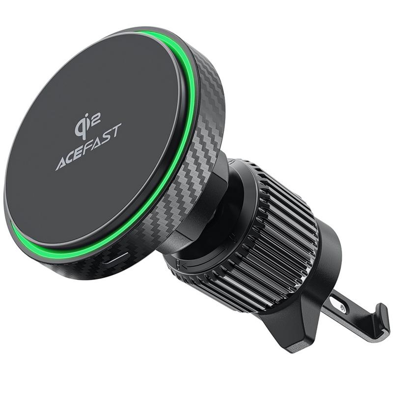 Автотримач з Бездротовий зарядний пристрій Acefast D33 Qi2 Magnetic Wireless Charging 15W Black