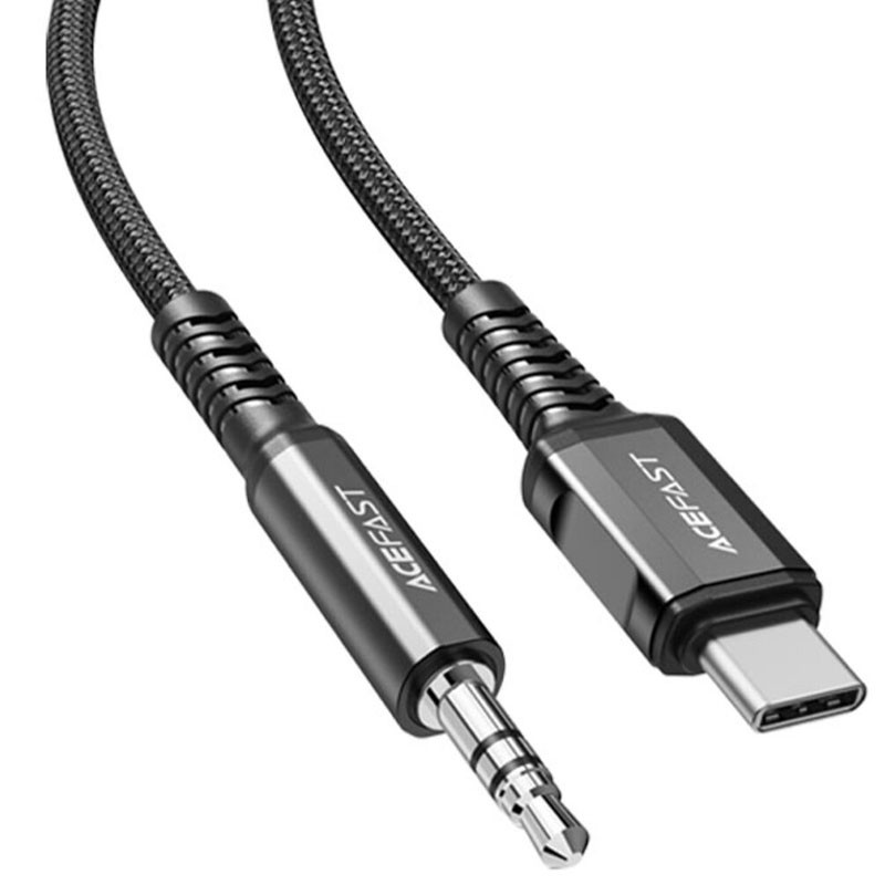 Аудіо кабель Aux Acefast C1-08 (USB-C to AUX 3.5mm) (1 м) Black