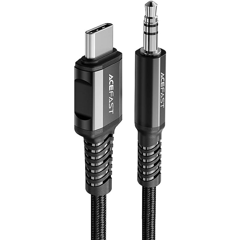 Аудіо кабель Aux Acefast C1-08 (USB-C to AUX 3.5mm) (1 м) Black