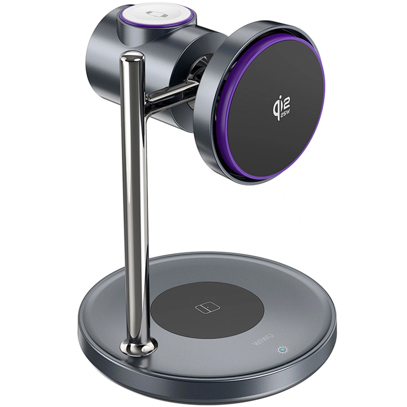 Бездротовий зарядний пристрій WIWU W041 Space 3in1 QI2 15W Black