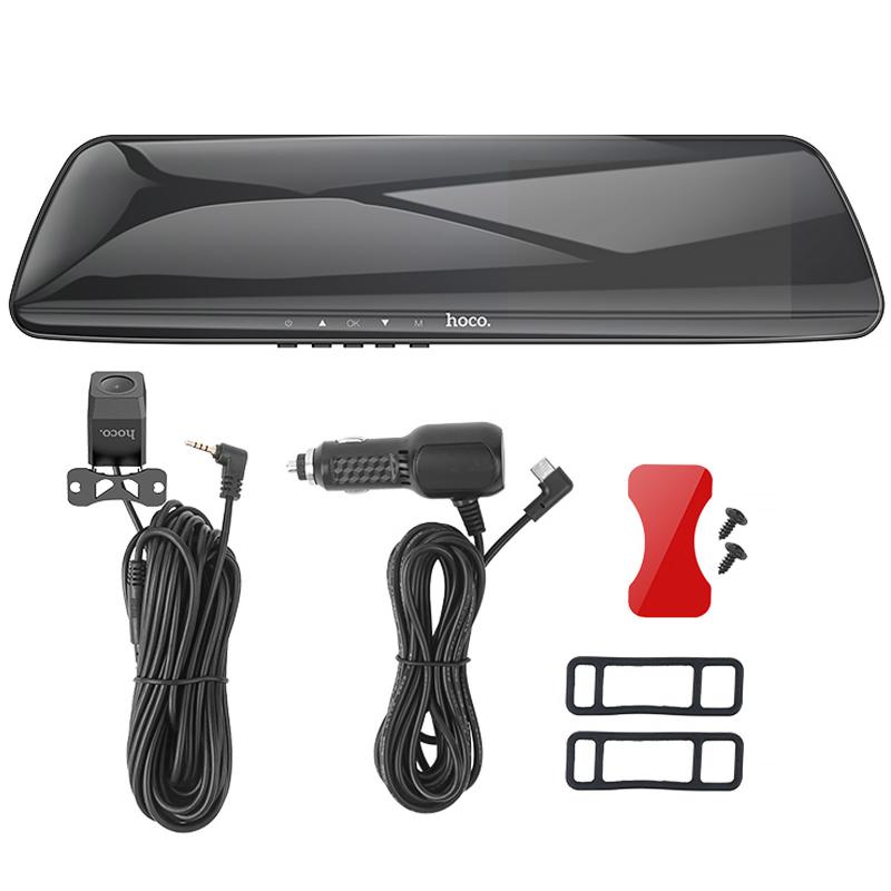 Відеореєстратор дзеркало Hoco DV4 4.5-inch display with rear camera (1080P + 720P) Iron gray