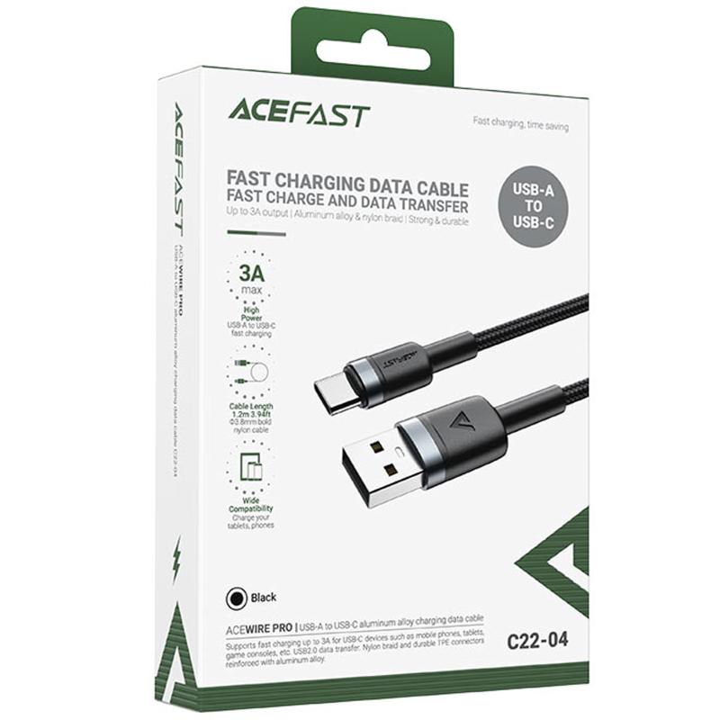 Дата кабель Acefast C22-04 USB to USB-C 60W (1.2 м) Black