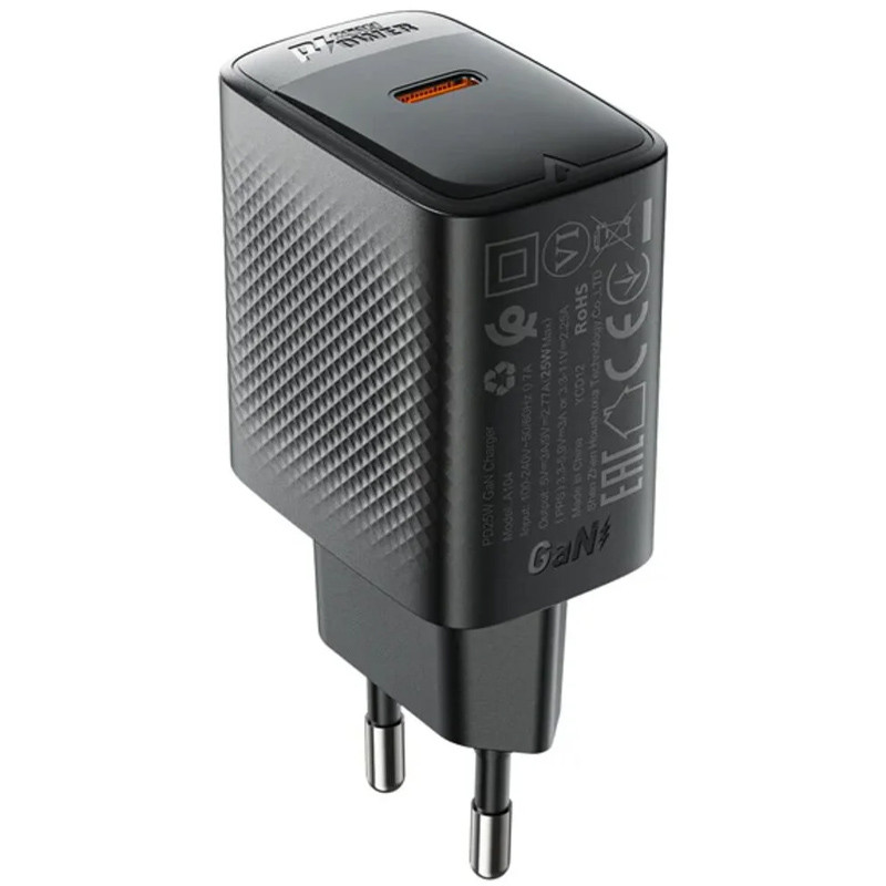 Мережевий зарядний пристрій Acefast A104 GaN PD 25W (1×USB-C) Black