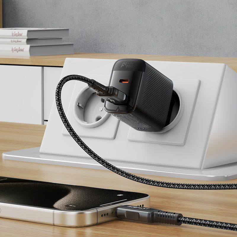 Мережевий зарядний пристрій Acefast A106 GaN PD 45W (1×USB-A / 1×USB-C) Black