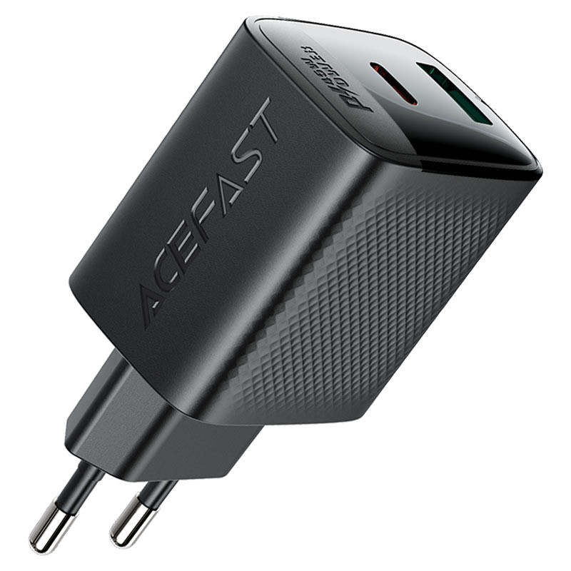 Мережевий зарядний пристрій Acefast A106 GaN PD 45W (1×USB-A / 1×USB-C) Black